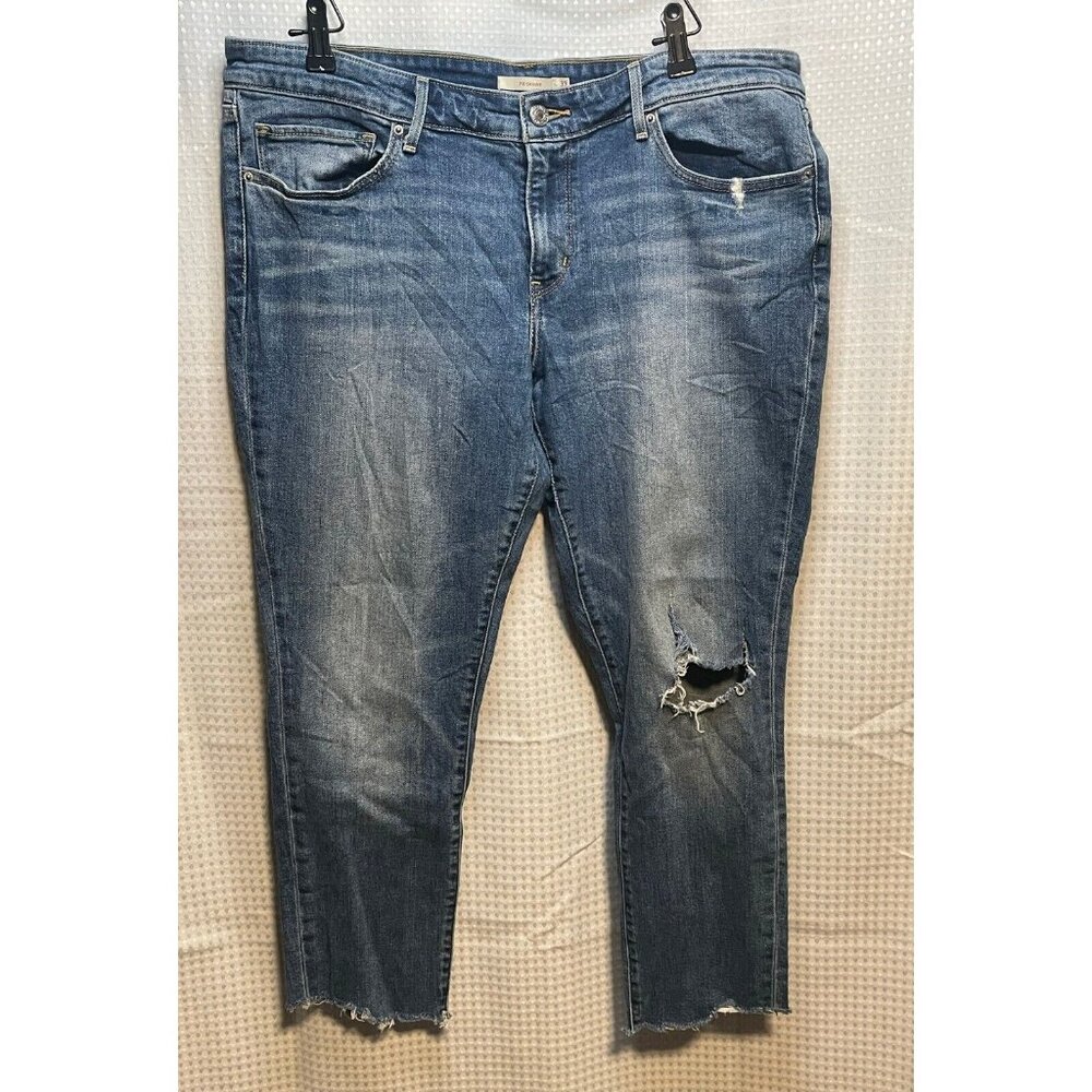 Levi's jeans womens 33  711 skinny distressed 36 x 25 unhemmed  blue